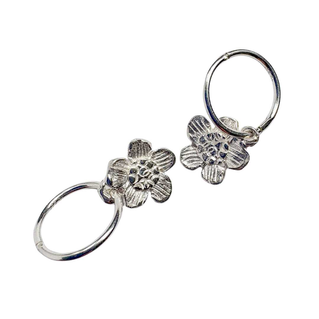 Daisy Charm Sterling Silver Sleeper Earrings - HerbertandWilks Jewellery