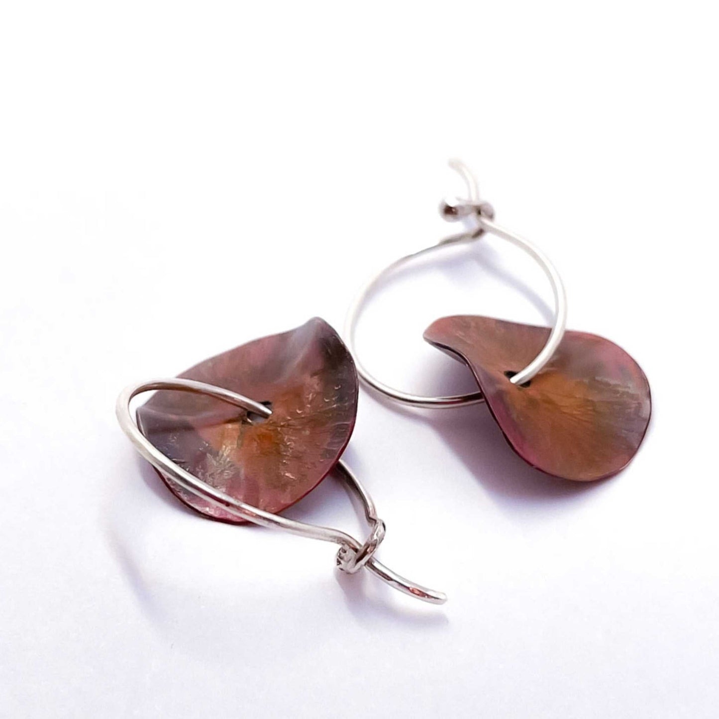 Abstract Disc Hoop Earrings #7 in Copper and Sterling Silver - HerbertandWilks Jewellery