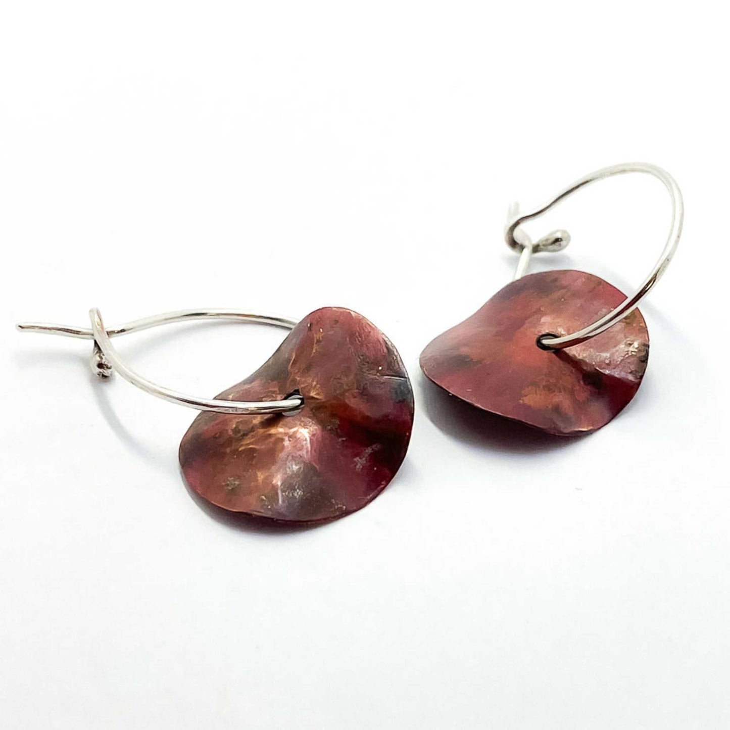 Abstract Disc Hoop Earrings #7 in Copper and Sterling Silver - HerbertandWilks Jewellery