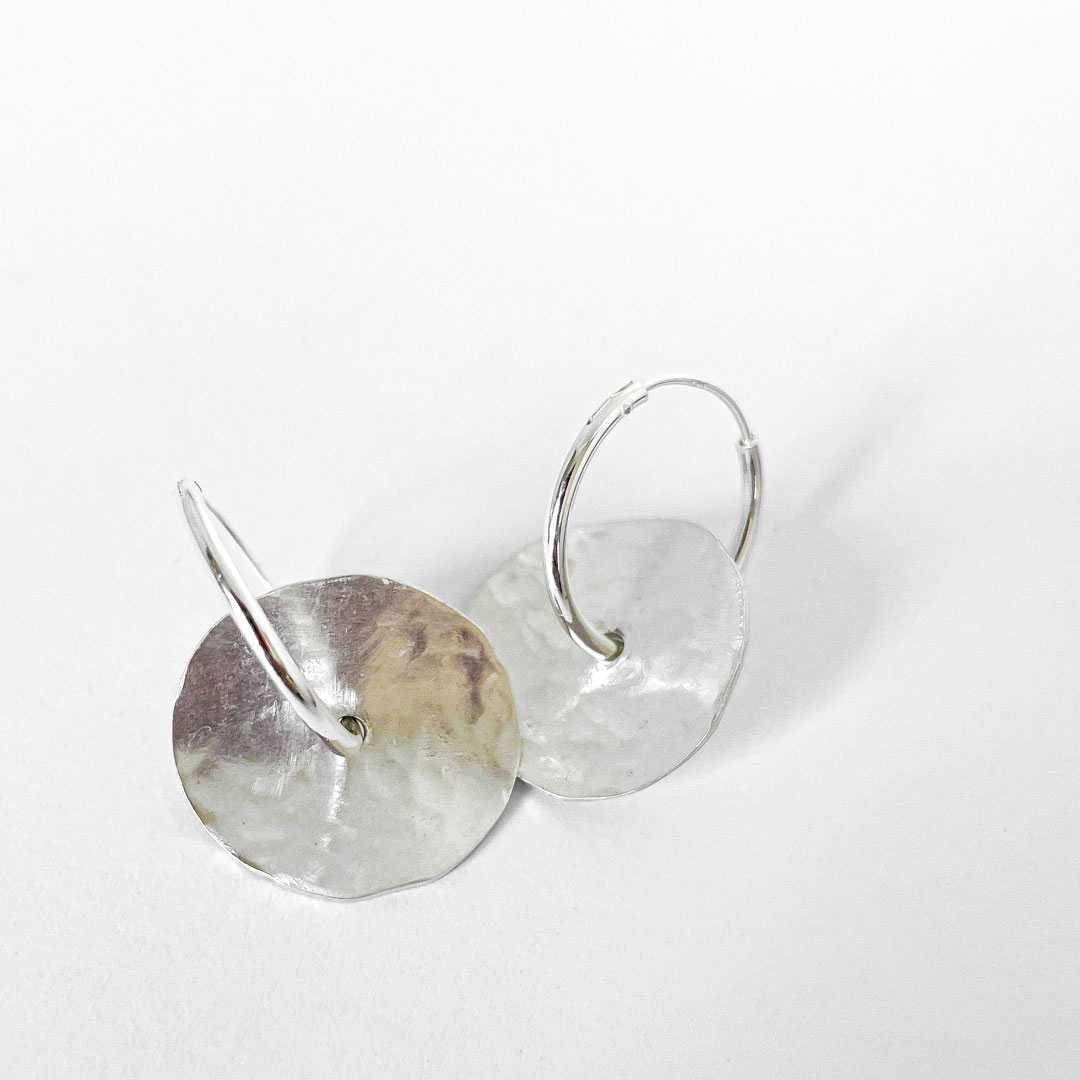 Abstract Disc Hoop Earrings #7 in Sterling Silver - HerbertandWilks Jewellery