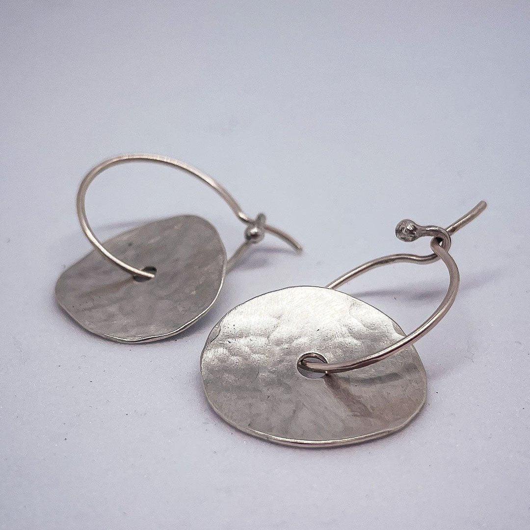 Abstract Disc Hoop Earrings #7 in Sterling Silver - HerbertandWilks Jewellery