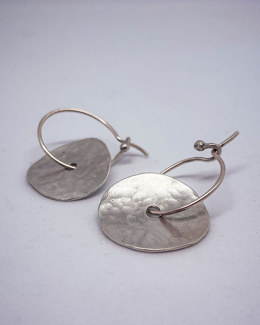 Abstract Disc Hoop Earrings #7 in Sterling Silver - HerbertandWilks Jewellery