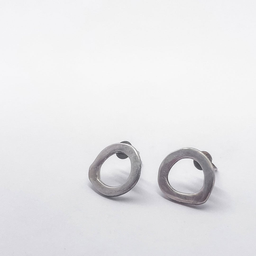 Abstract Single Circle Earrings in Sterling Silver - HerbertandWilks Jewellery