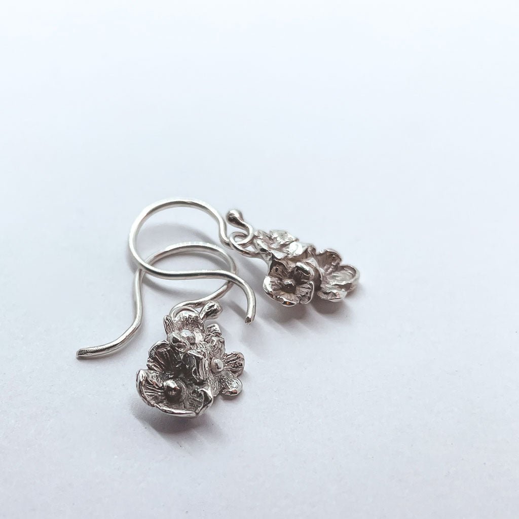 Dainty Flower Bouquet Dangle Earrings in Sterling Silver - HerbertandWilks Jewellery