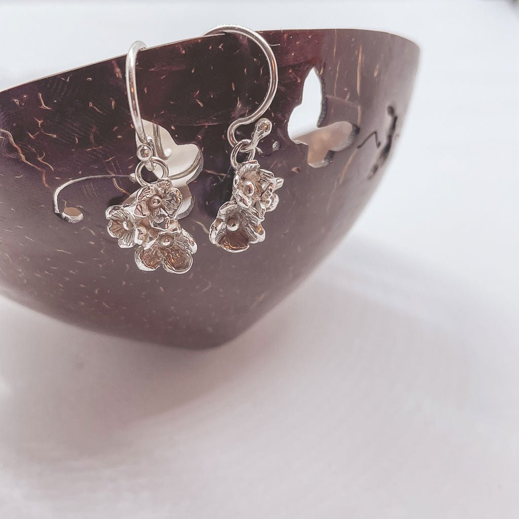 Dainty Flower Bouquet Dangle Earrings in Sterling Silver - HerbertandWilks Jewellery