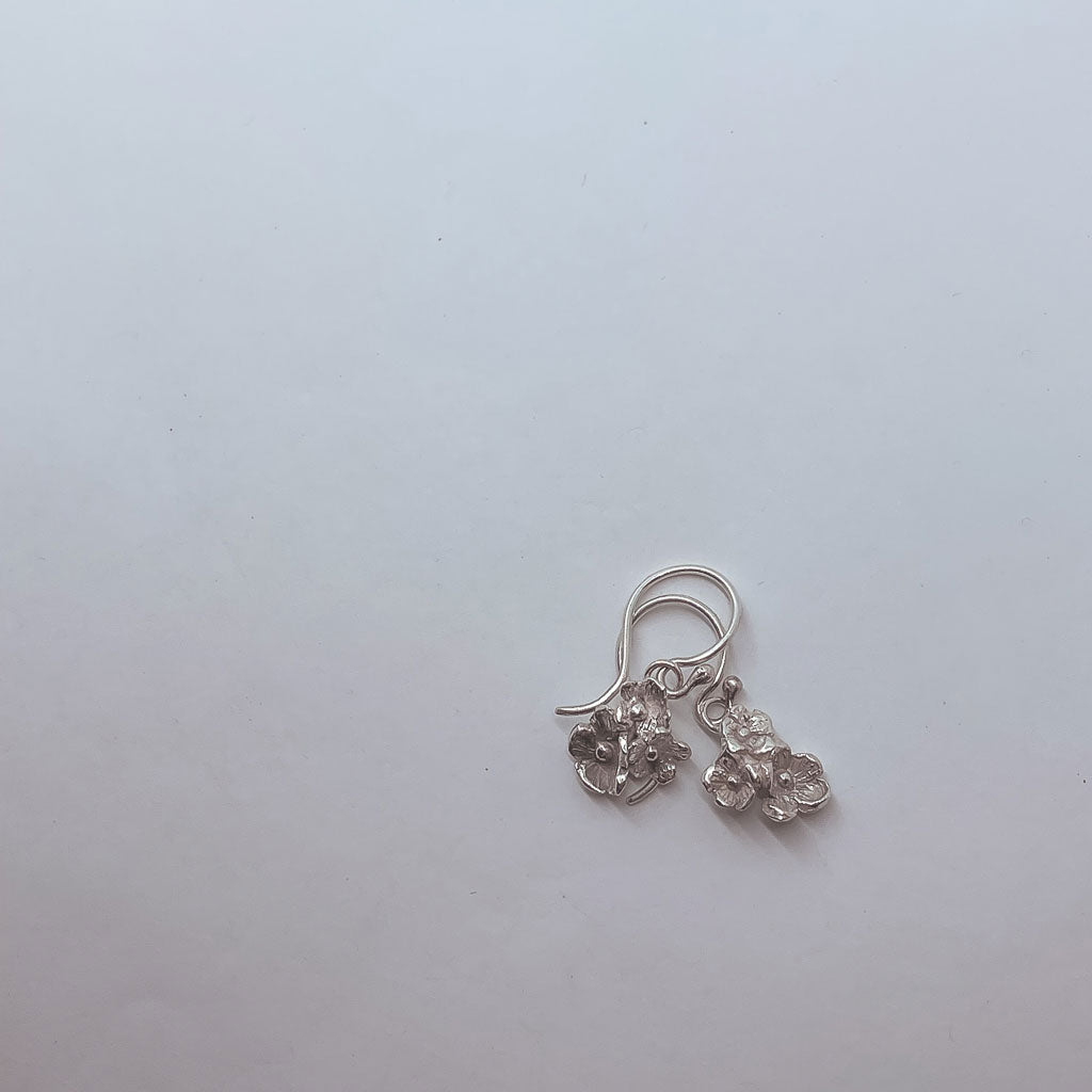 Dainty Flower Bouquet Dangle Earrings in Sterling Silver - HerbertandWilks Jewellery