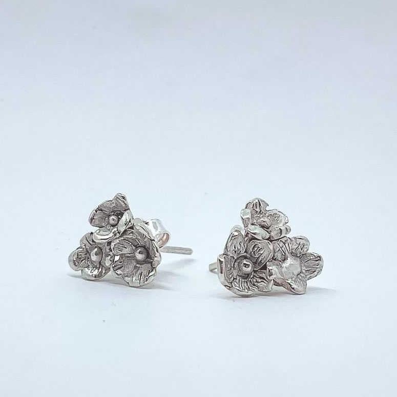 Dainty Flower Bouquet Stud Earrings in Sterling Silver - HerbertandWilks Jewellery