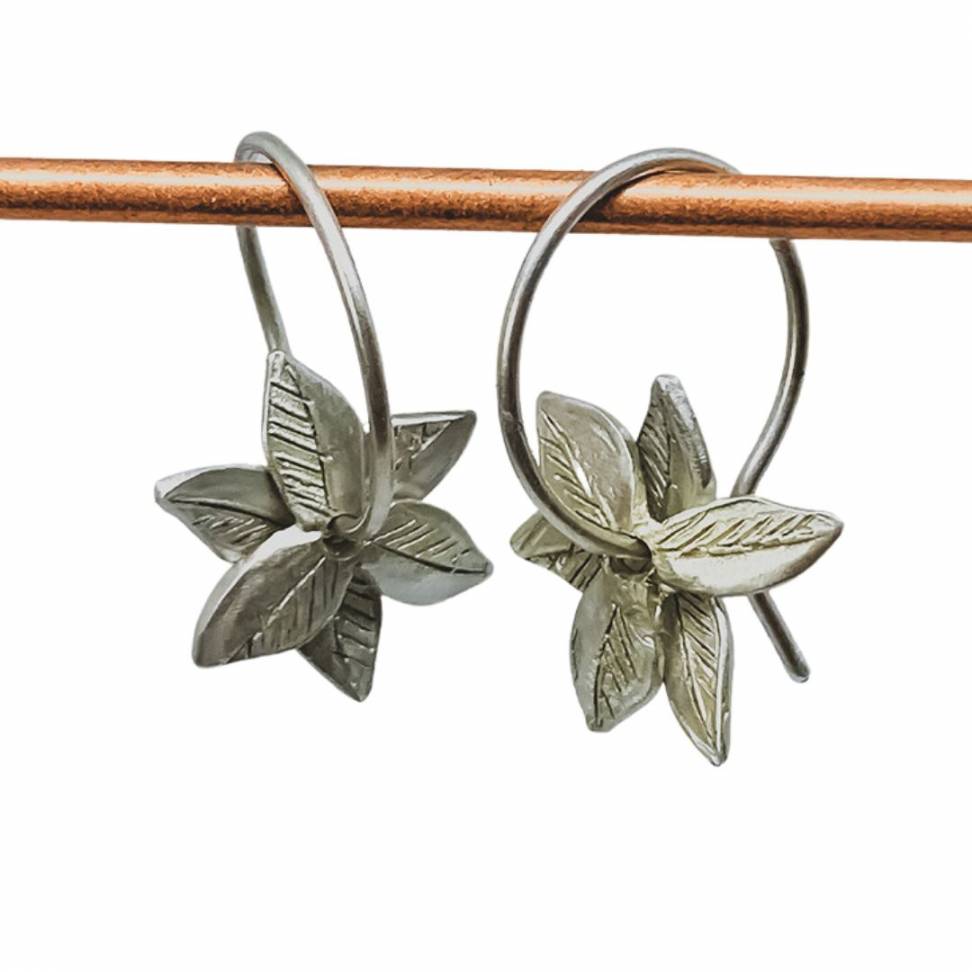 Fire - star Flower Hoop Earrings in Sterling Silver - HerbertandWilks Jewellery