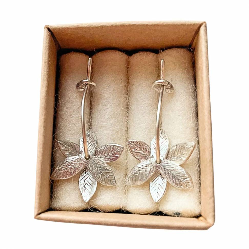 Fire - star Flower Hoop Earrings in Sterling Silver - HerbertandWilks Jewellery