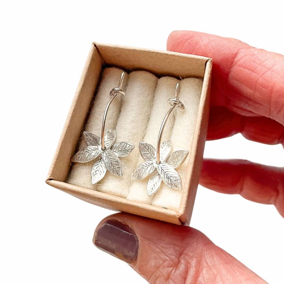 Fire - star Flower Hoop Earrings in Sterling Silver - HerbertandWilks Jewellery