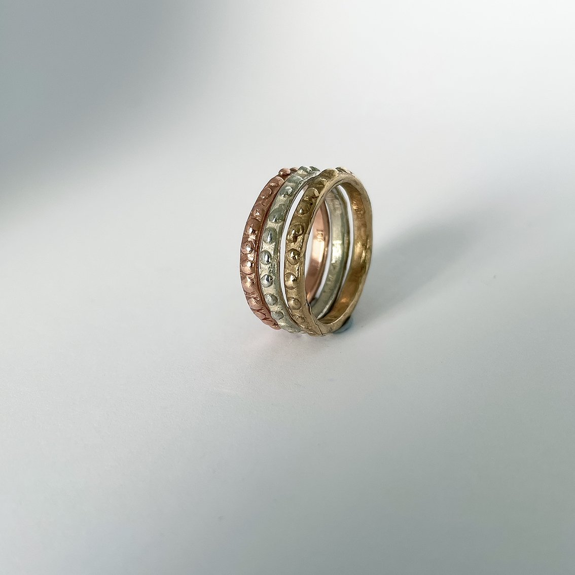 Fluid - 2mm Textured Ring Band - 9ct Red Gold - HerbertandWilks Jewellery