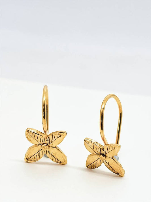 Four Petal Flower Hoop Earrings - Gold Vermeil - HerbertandWilks Jewellery