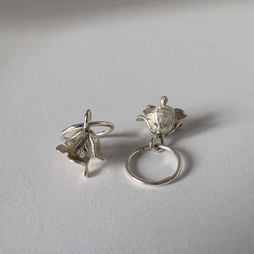 Freesia Flower Charm Hoop Earrings - HerbertandWilks Jewellery