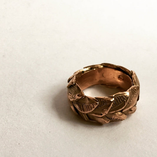 Gold Double Leaf Band - HerbertandWilks Jewellery