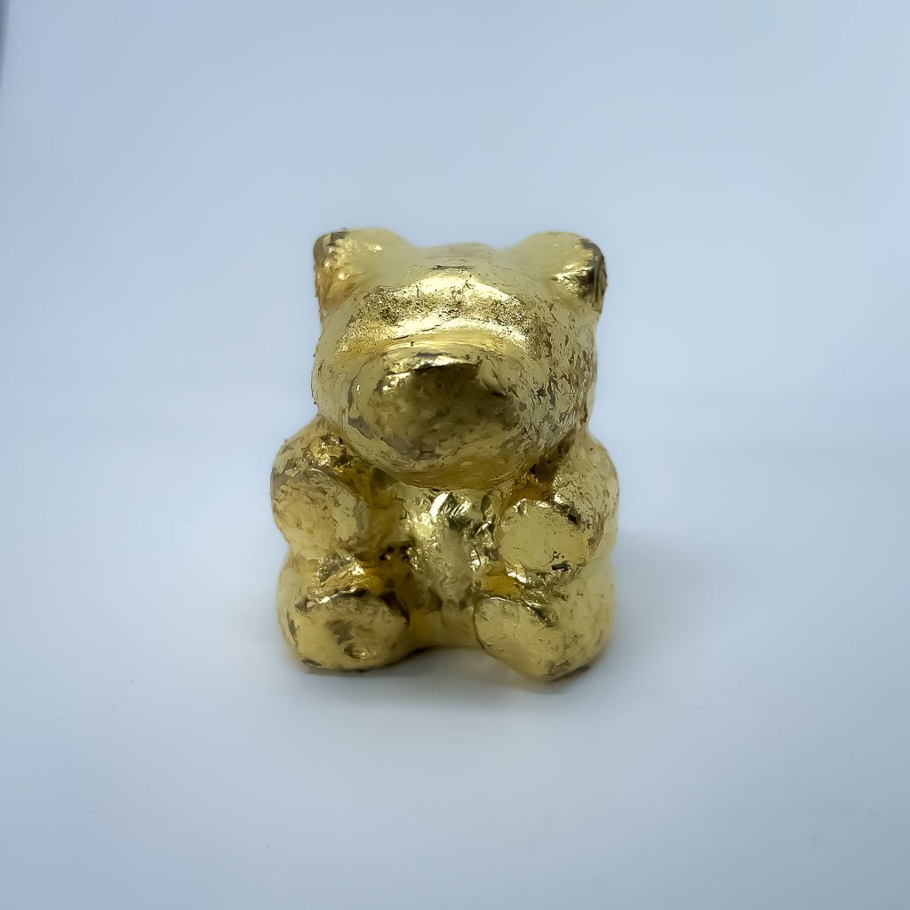 Handmade Cast Bronze Teddy Bear - Ormolu - Bronze gilded with 24ct Gold Leaf - front view