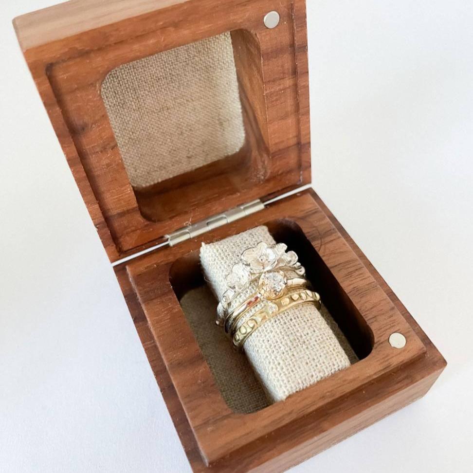 Handcrafted Walnut Ring Box - Stacking Rings - HerbertandWilks Jewellery