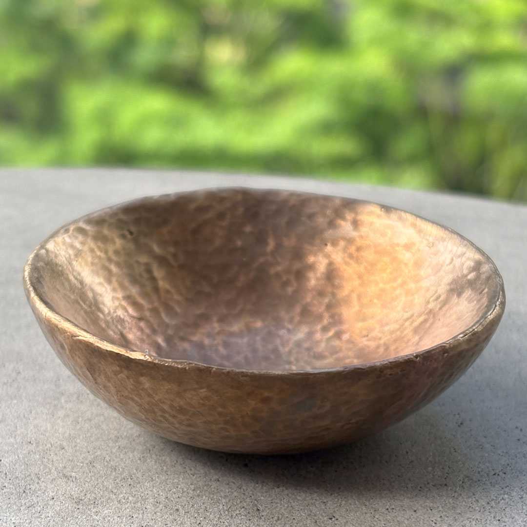 Handmade Cast Bronze Textured Bowl - Vide Poche - Caramel - HerbertandWilks Jewellery