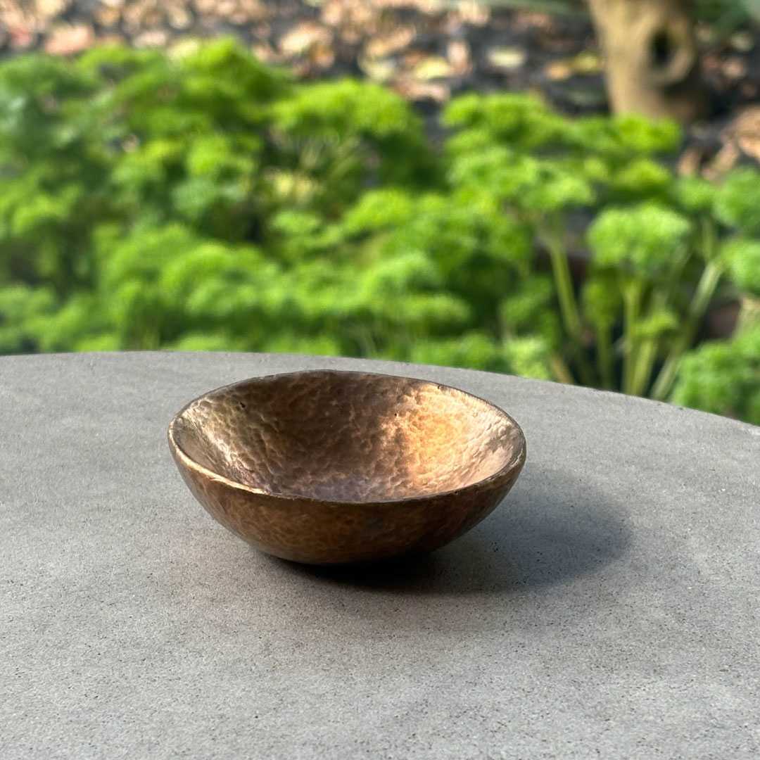 Handmade Cast Bronze Textured Bowl - Vide Poche - Caramel - HerbertandWilks Jewellery