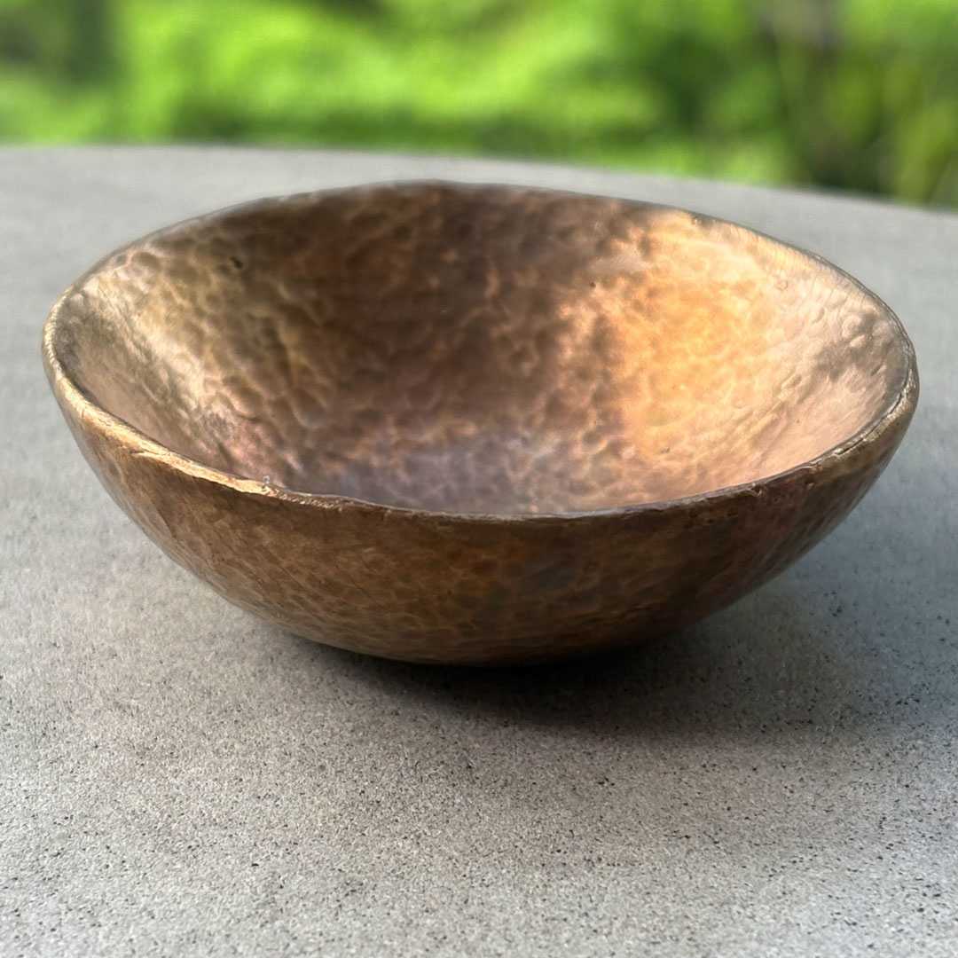 Handmade Cast Bronze Textured Bowl - Vide Poche - Caramel - HerbertandWilks Jewellery