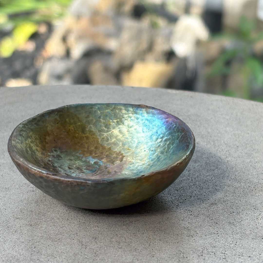 Handmade Cast Bronze Textured Bowl - Vide Poche - Irridescent - HerbertandWilks Jewellery