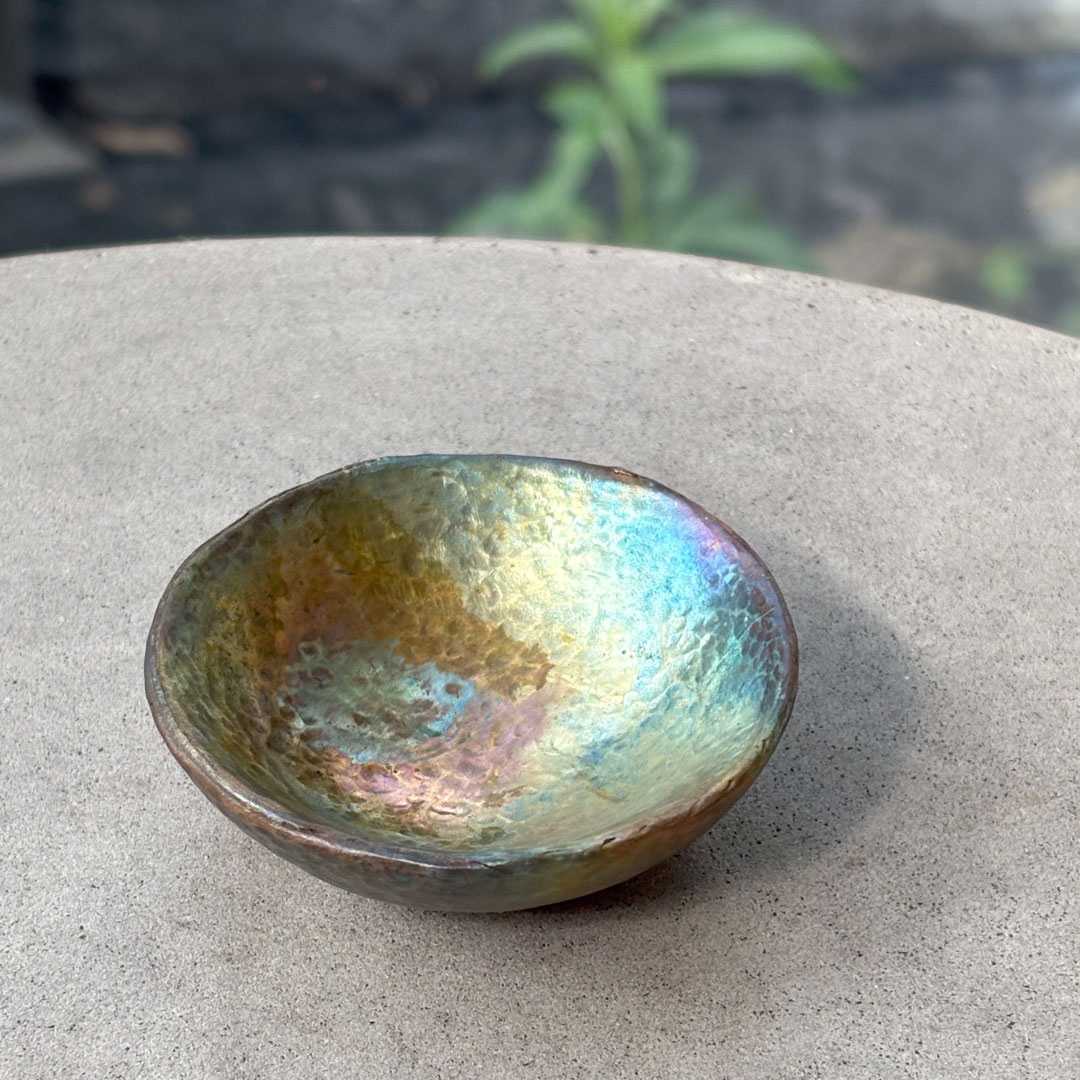 Handmade Cast Bronze Textured Bowl - Vide Poche - Irridescent - HerbertandWilks Jewellery