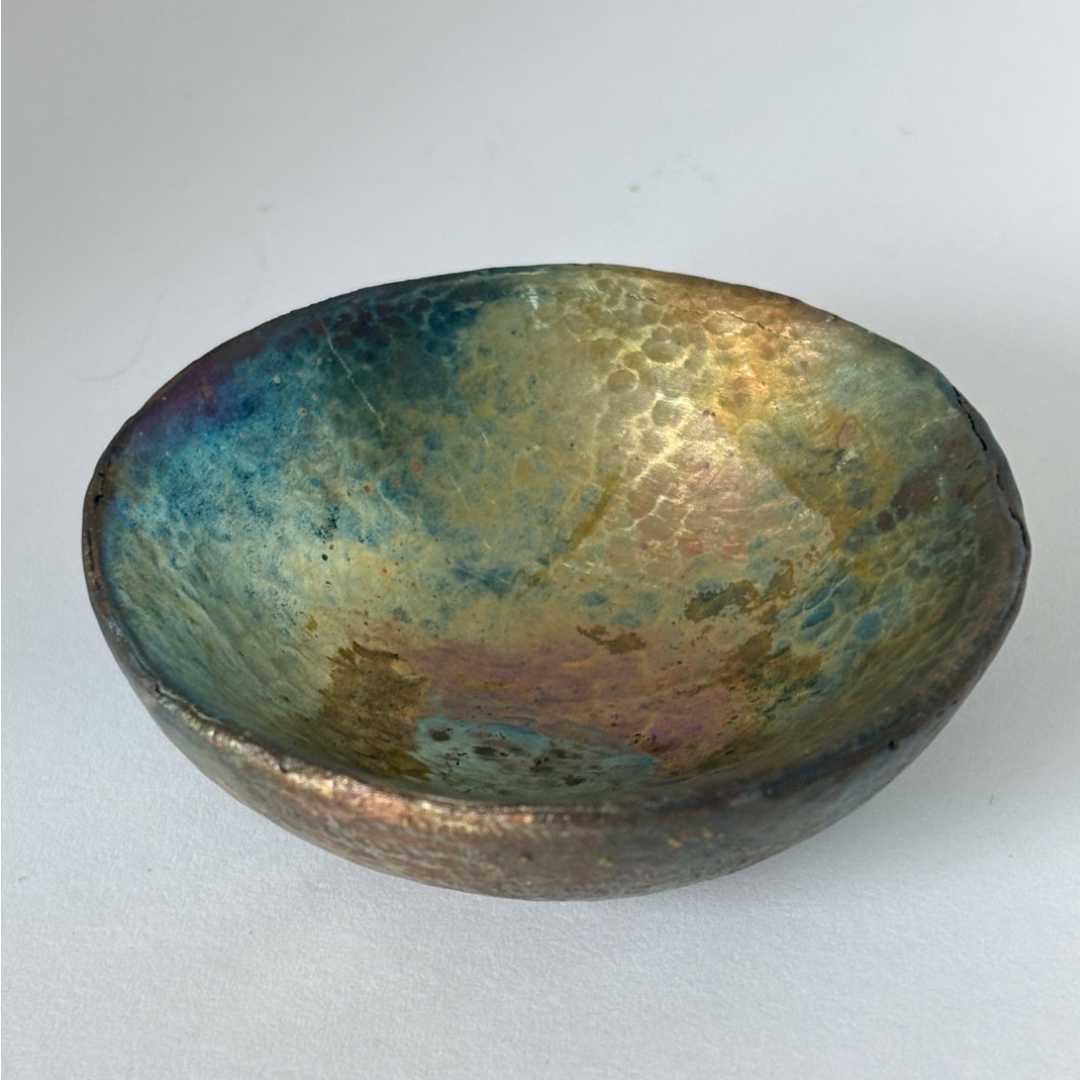 Handmade Cast Bronze Textured Bowl - Vide Poche - Irridescent - HerbertandWilks Jewellery