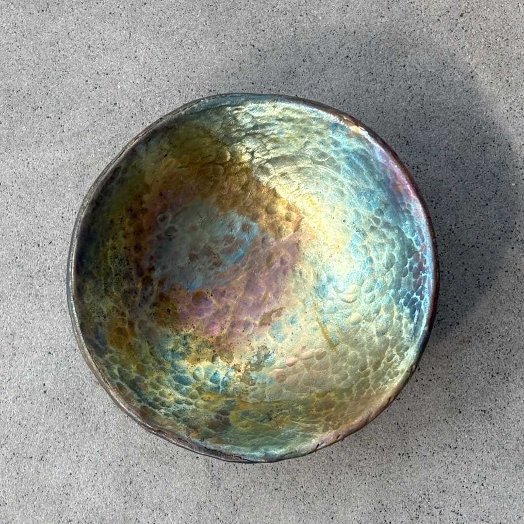 Handmade Cast Bronze Textured Bowl - Vide Poche - Irridescent - HerbertandWilks Jewellery