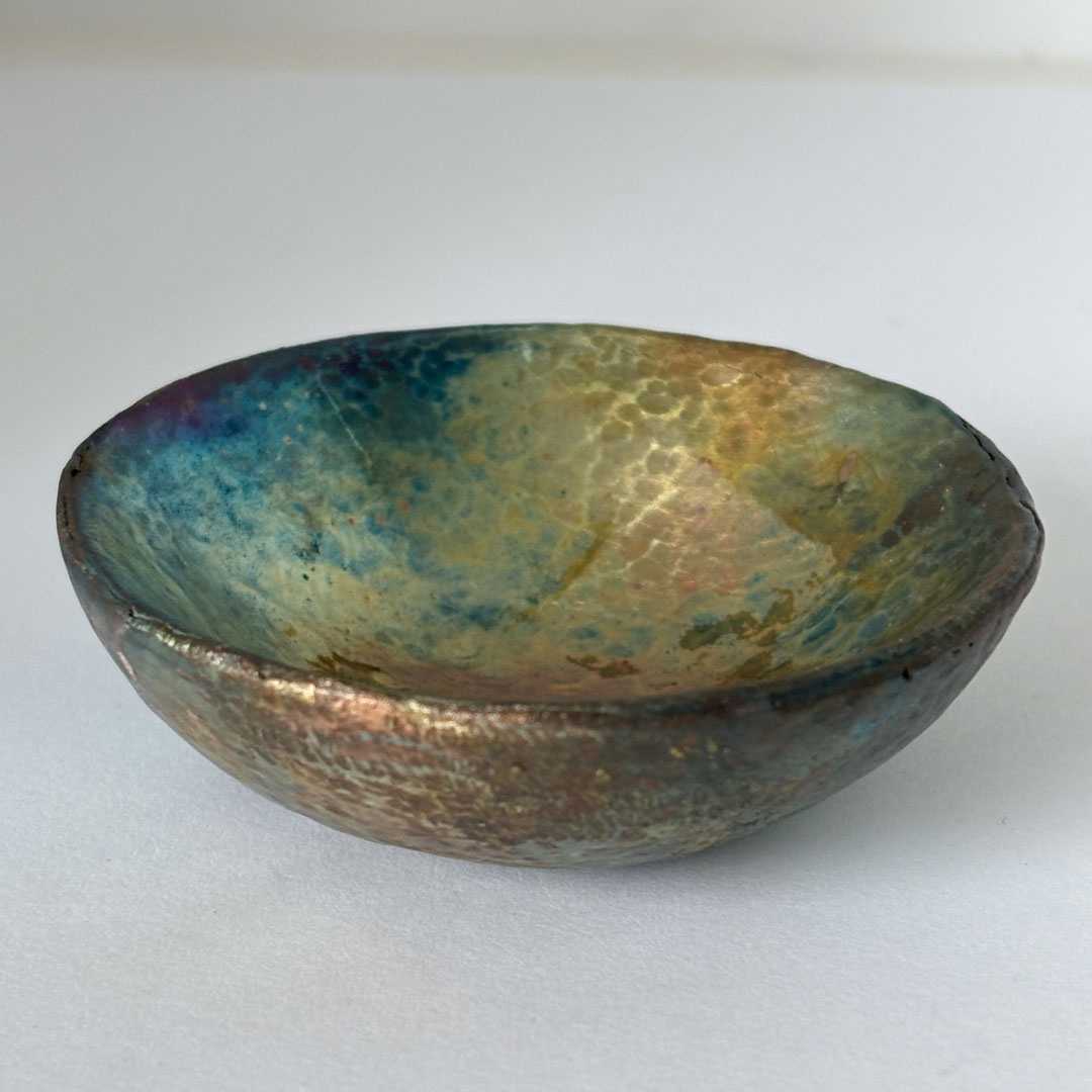 Handmade Cast Bronze Textured Bowl - Vide Poche - Irridescent - HerbertandWilks Jewellery