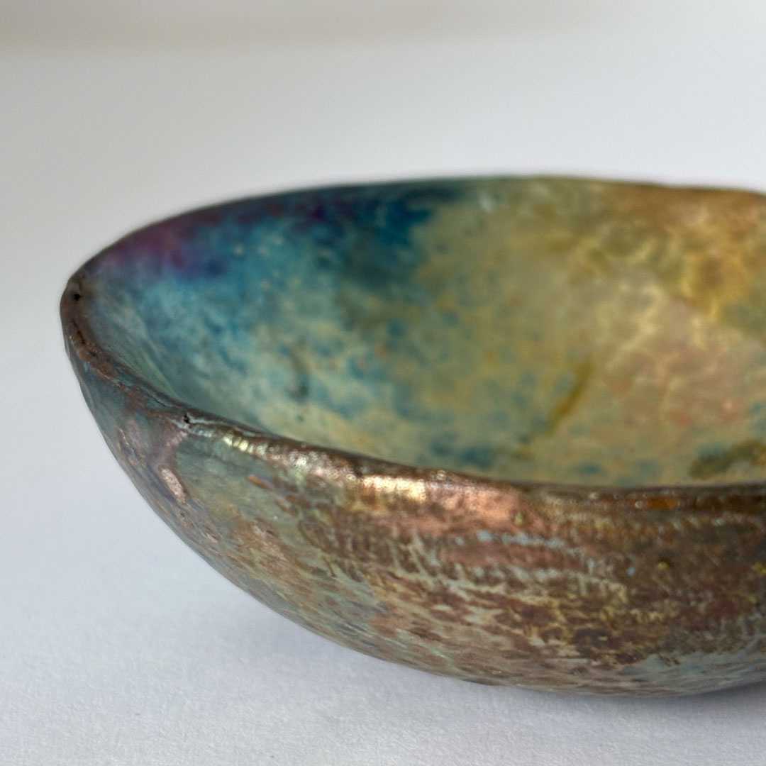 Handmade Cast Bronze Textured Bowl - Vide Poche - Irridescent - HerbertandWilks Jewellery