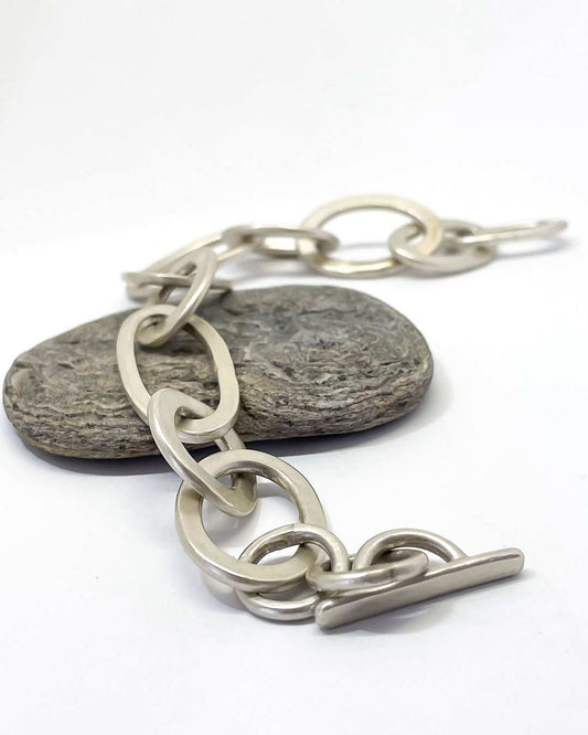 Heavy Abstract Orbit Link Bracelet in Sterling Silver - HerbertandWilks Jewellery