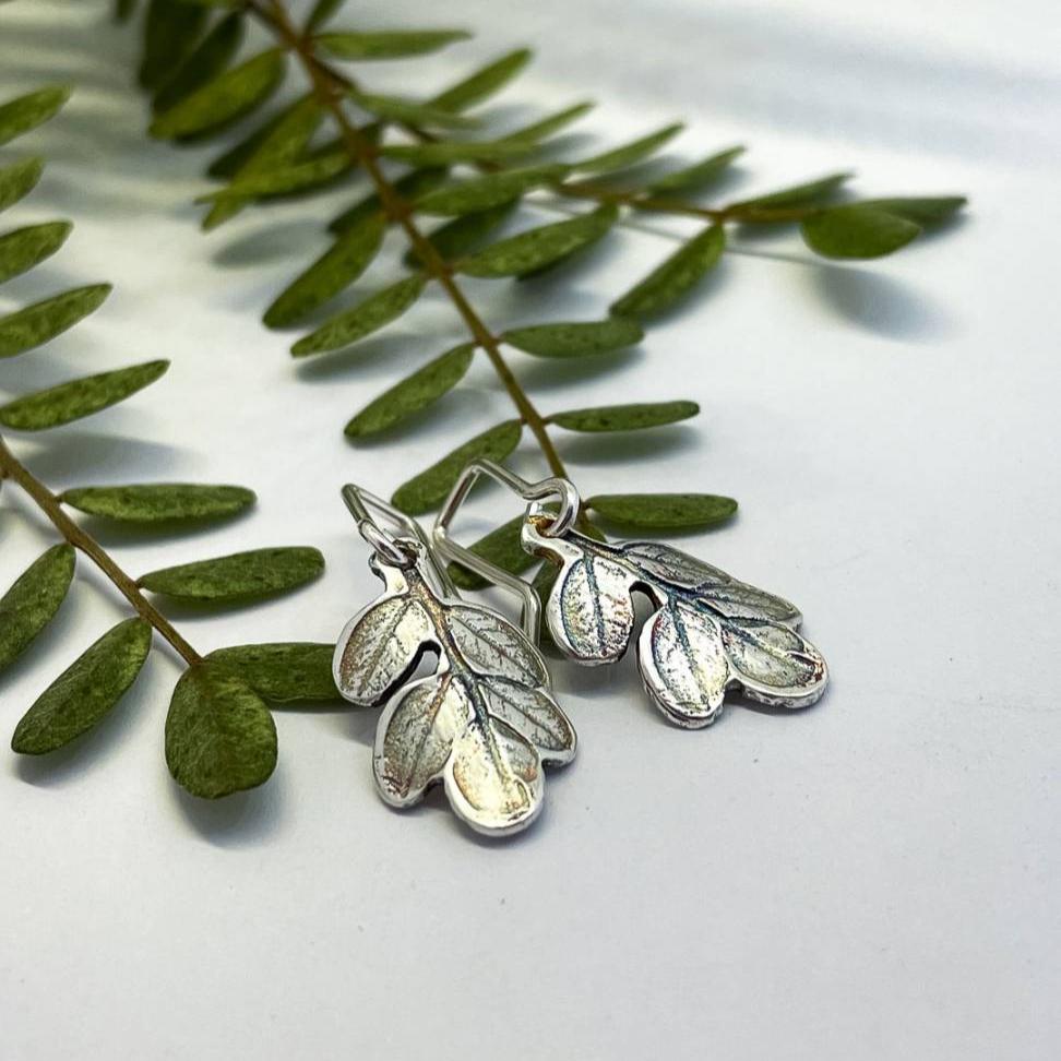 Kowhai Leaf Charm Dangle Earrings in Sterling Silver - HerbertandWilks Jewellery