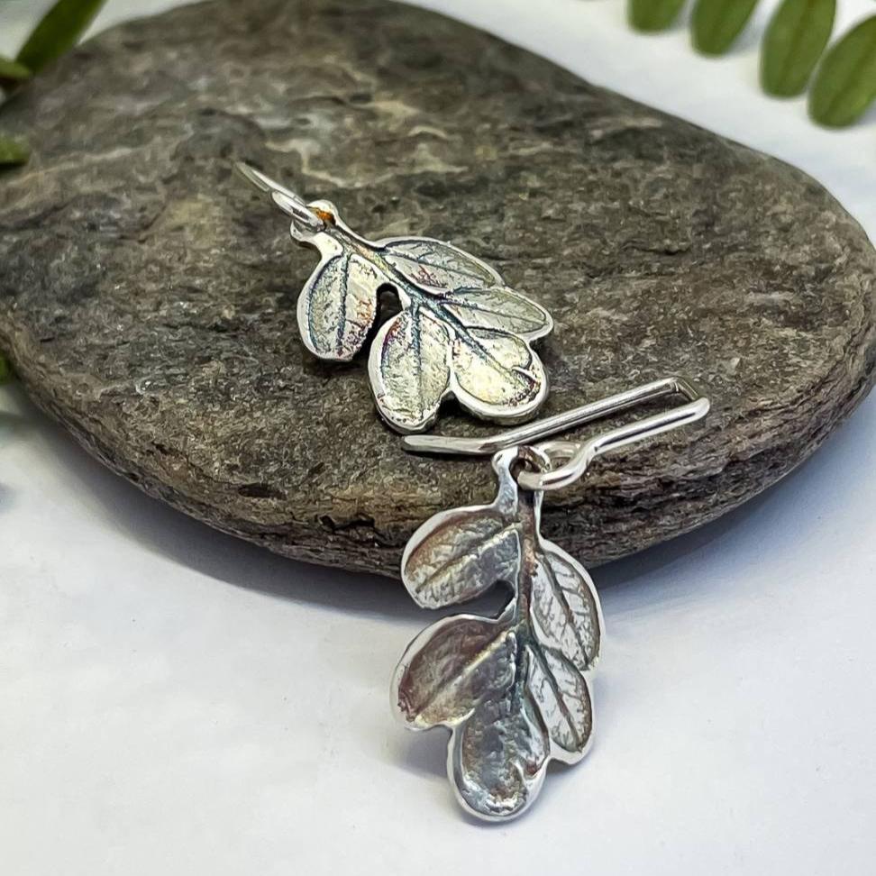 Kowhai Leaf Charm Dangle Earrings in Sterling Silver - HerbertandWilks Jewellery