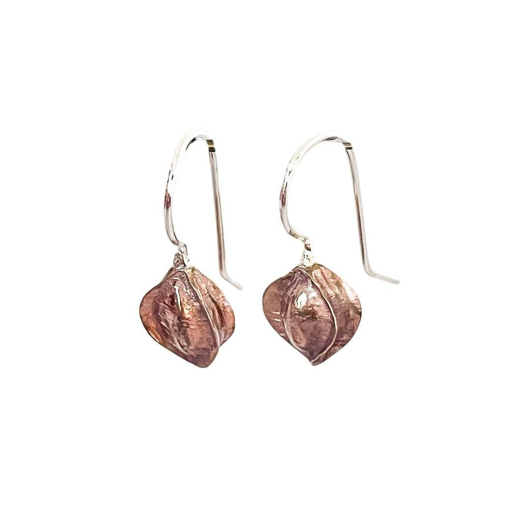 Kowhai Pod Drop Earrings | Medium | Sterling Silver + Bronze - HerbertandWilks Jewellery