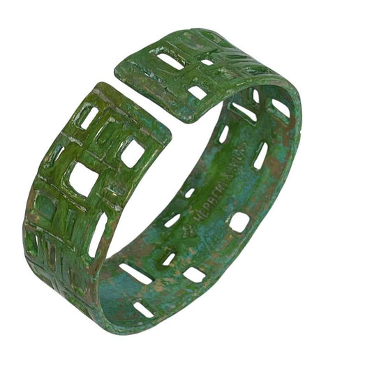 Modernist Cuff Bangle - Bronze - Green Blue Patina - HerbertandWilks Jewellery