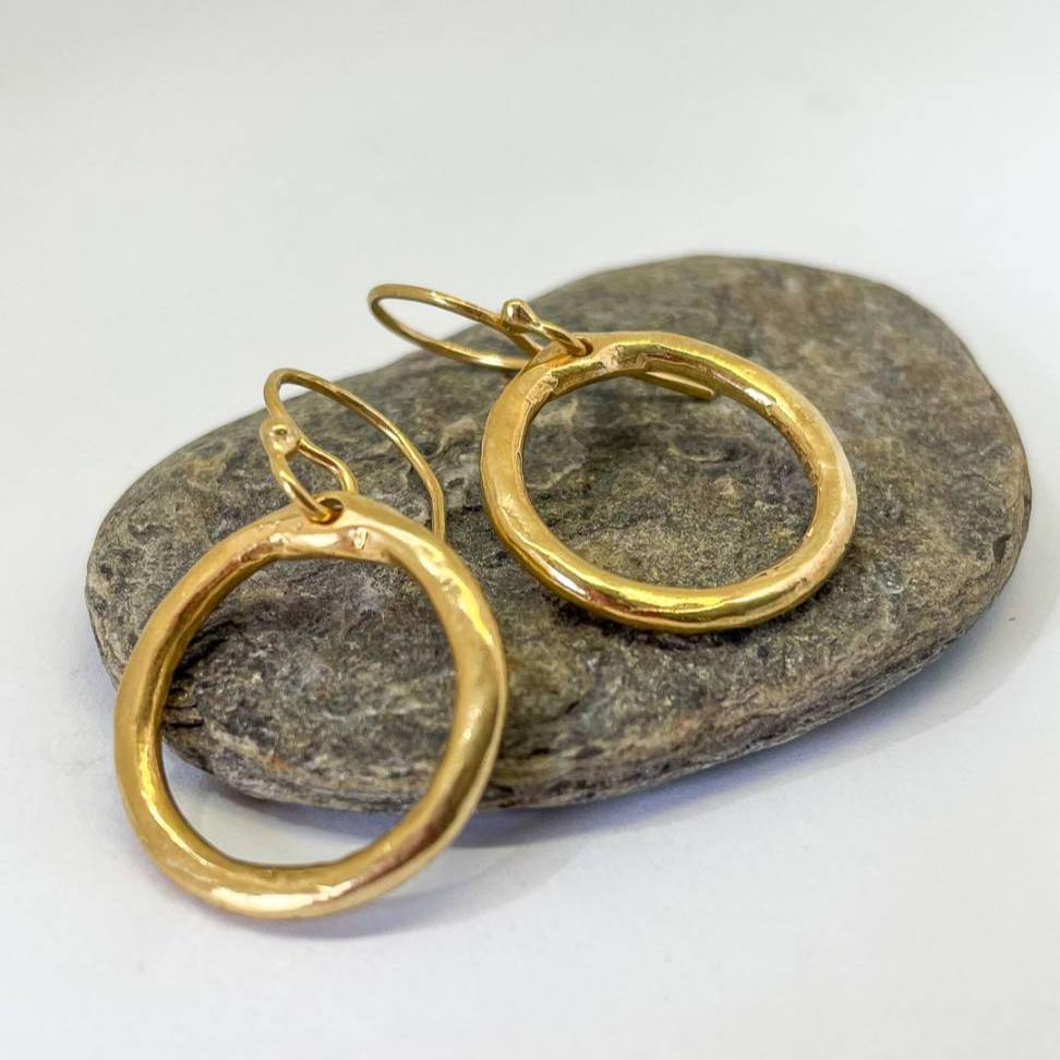 Organic Circle 18ct Gold Plated Hoop Earrings: Timeless Style - HerbertandWilks Jewellery