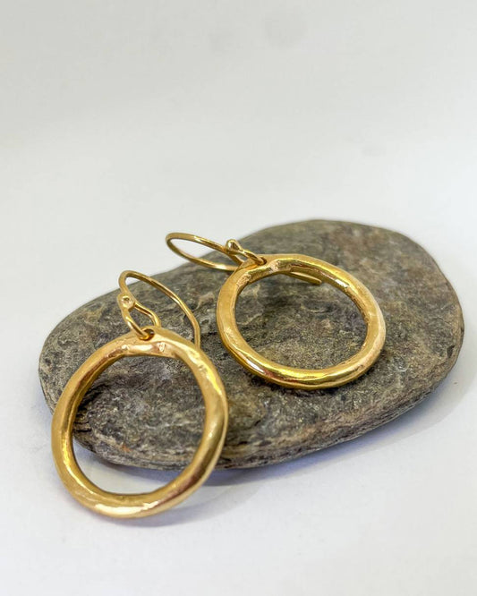 Organic Circle 18ct Gold Plated Hoop Earrings: Timeless Style - HerbertandWilks Jewellery