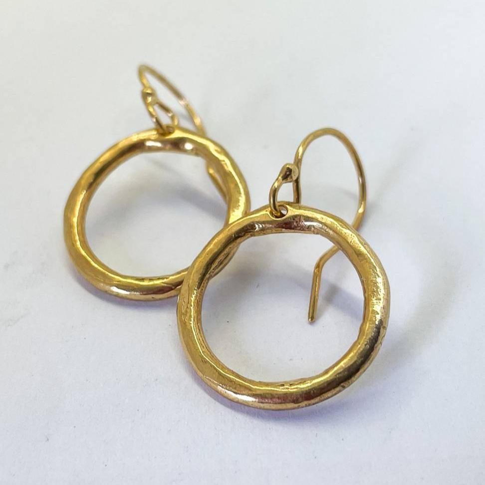 Organic Circle 18ct Gold Plated Hoop Earrings: Timeless Style - HerbertandWilks Jewellery