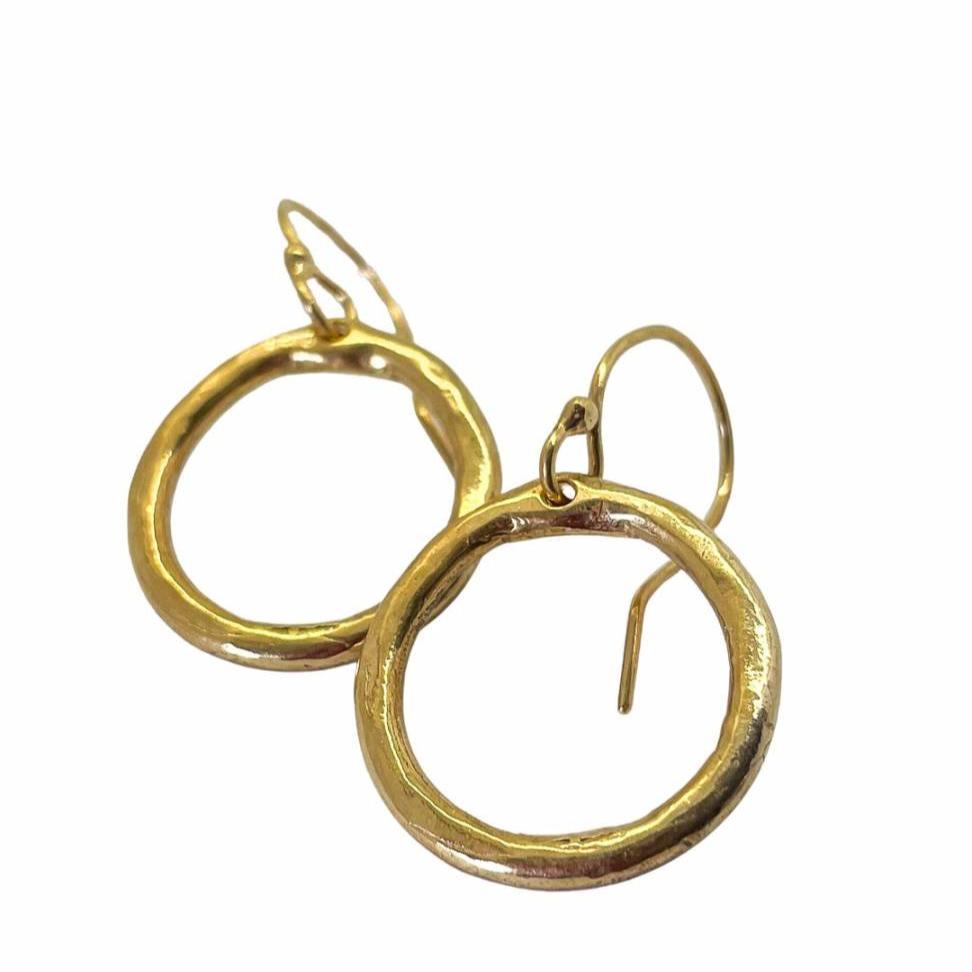 Organic Circle 18ct Gold Plated Hoop Earrings: Timeless Style - HerbertandWilks Jewellery