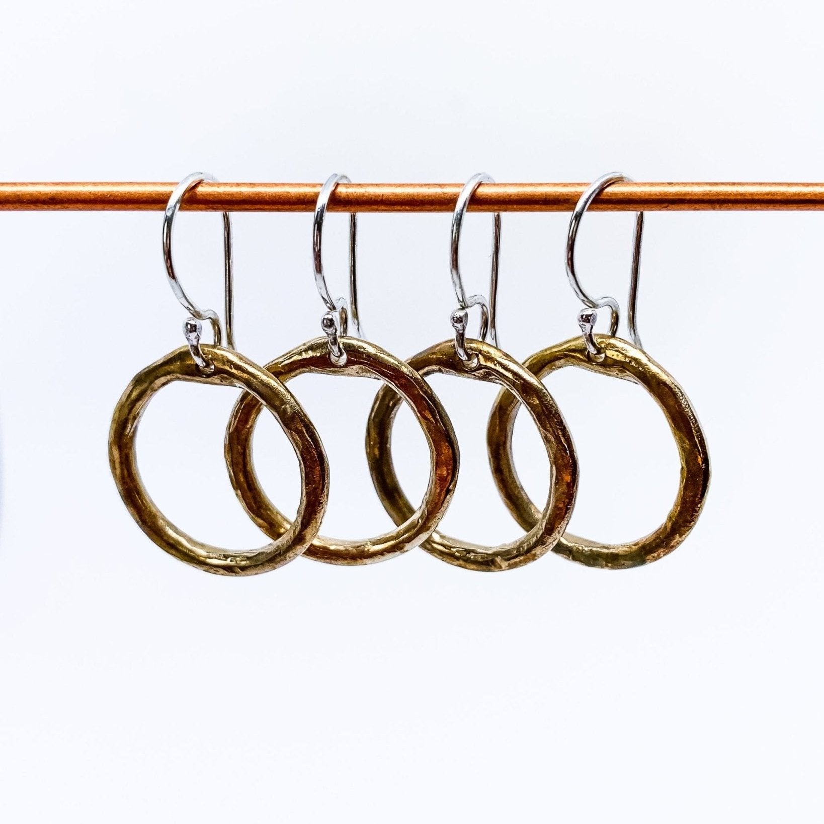 Organic Circle Hoop Earrings | Hooks | Bronze + Sterling Silver - HerbertandWilks Jewellery