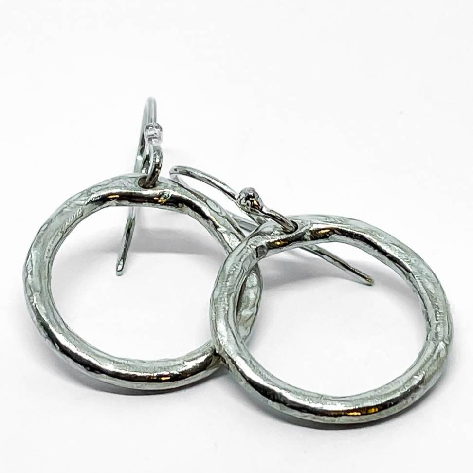 Organic Circle Sterling Silver Hoop Earrings: Timeless Style - HerbertandWilks Jewellery