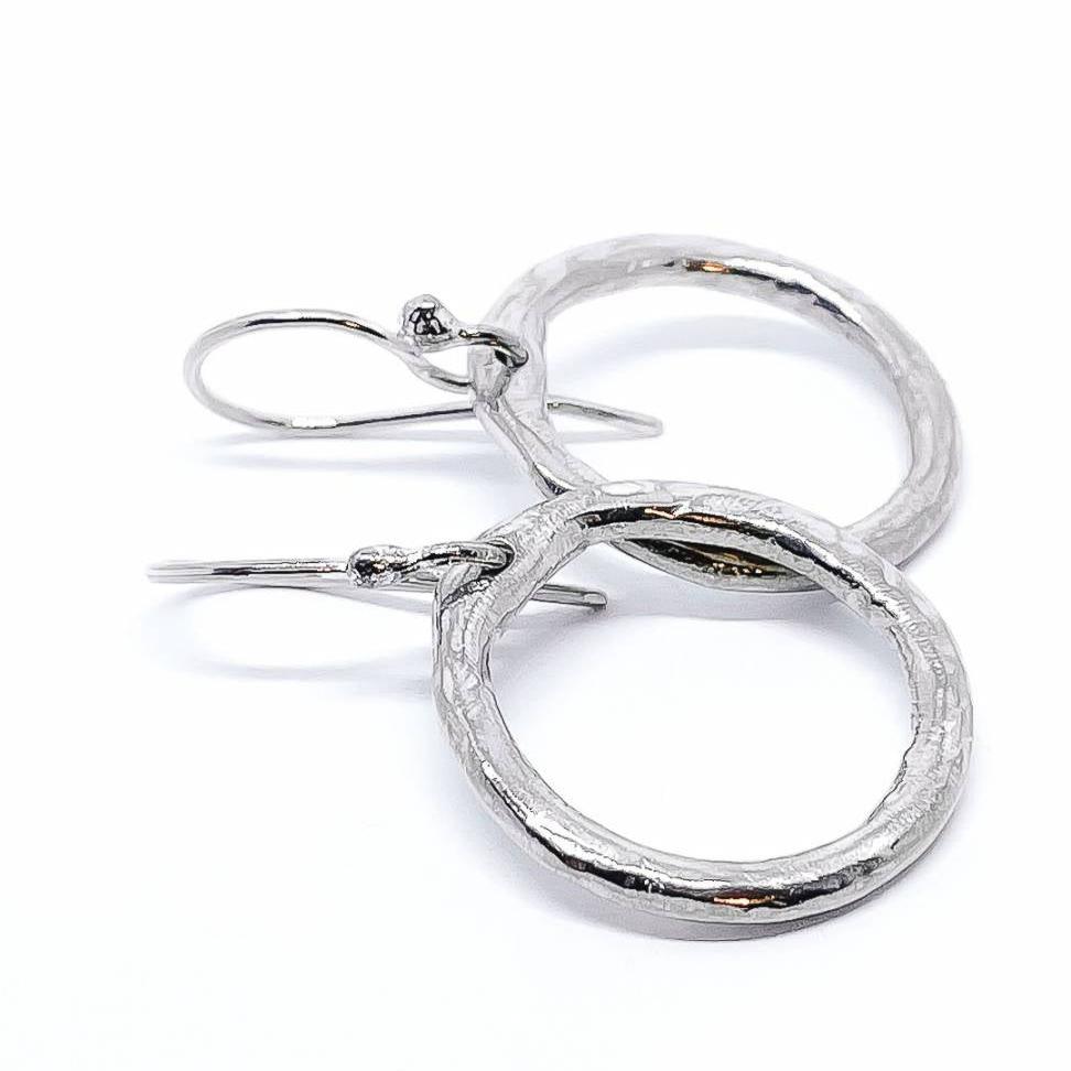 Organic Circle Sterling Silver Hoop Earrings: Timeless Style - HerbertandWilks Jewellery