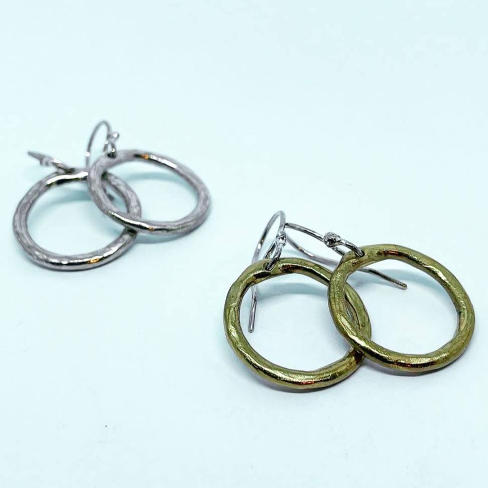 Organic Circle Sterling Silver Hoop Earrings: Timeless Style - HerbertandWilks Jewellery