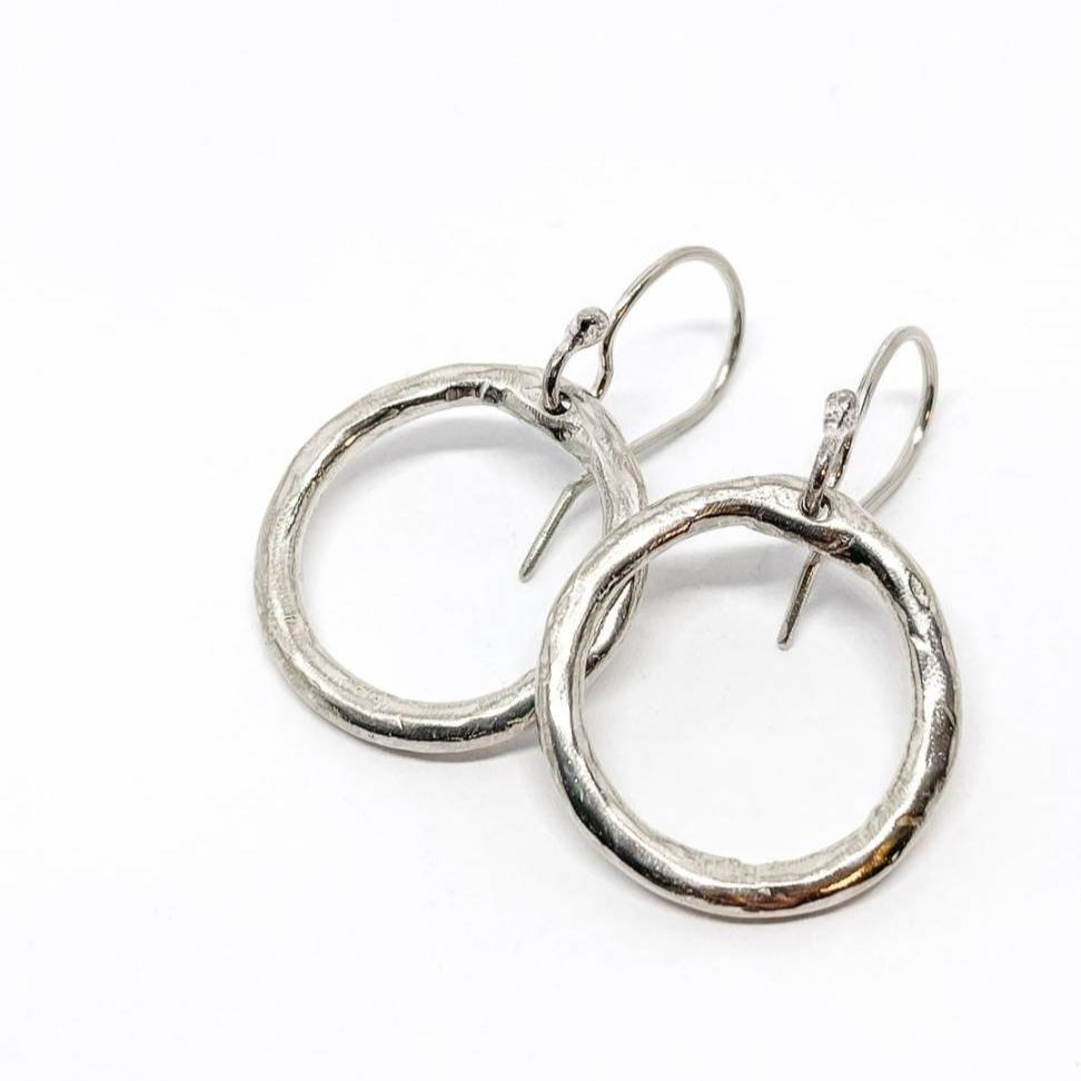 Organic Circle Sterling Silver Hoop Earrings: Timeless Style - HerbertandWilks Jewellery