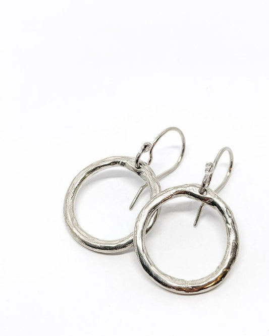 Organic Circle Sterling Silver Hoop Earrings: Timeless Style - HerbertandWilks Jewellery