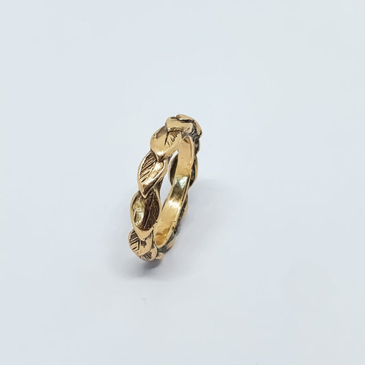 Organic Leaf Stacking Ring | 9ct Solid Yellow Gold - HerbertandWilks Jewellery