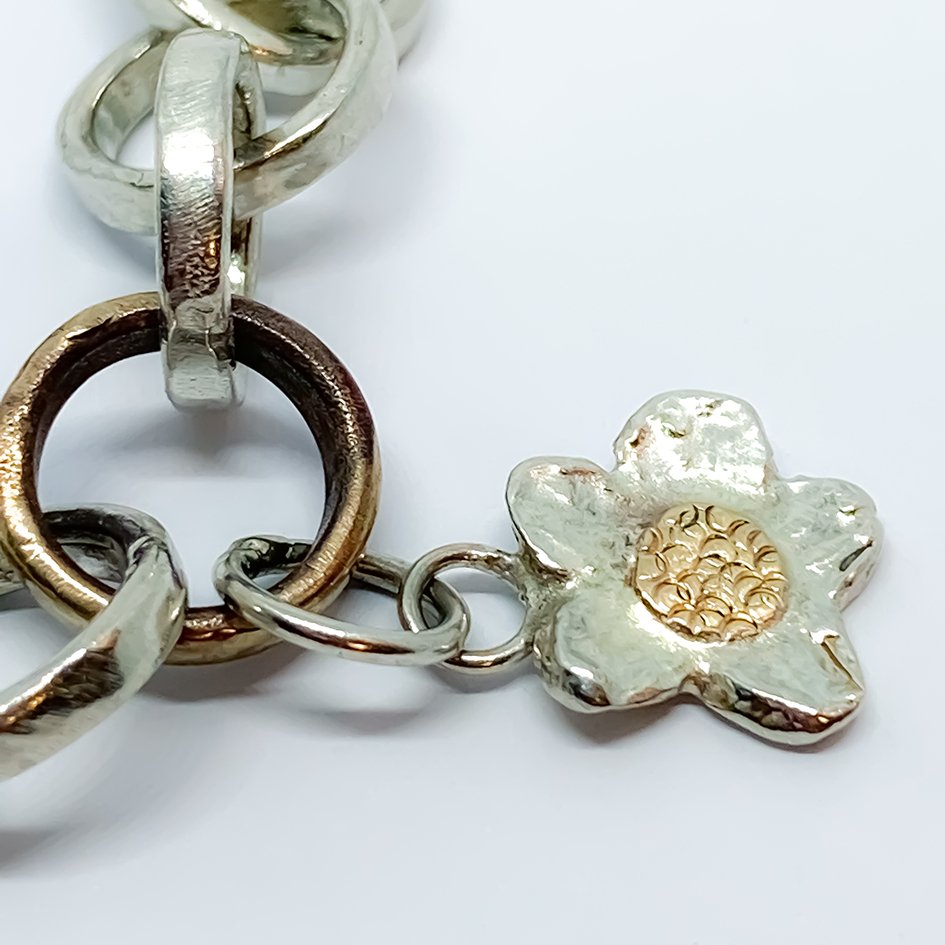 Organic Tales - Elixir Chain Bracelet with Alpine Daisy Charm - HerbertandWilks Jewellery