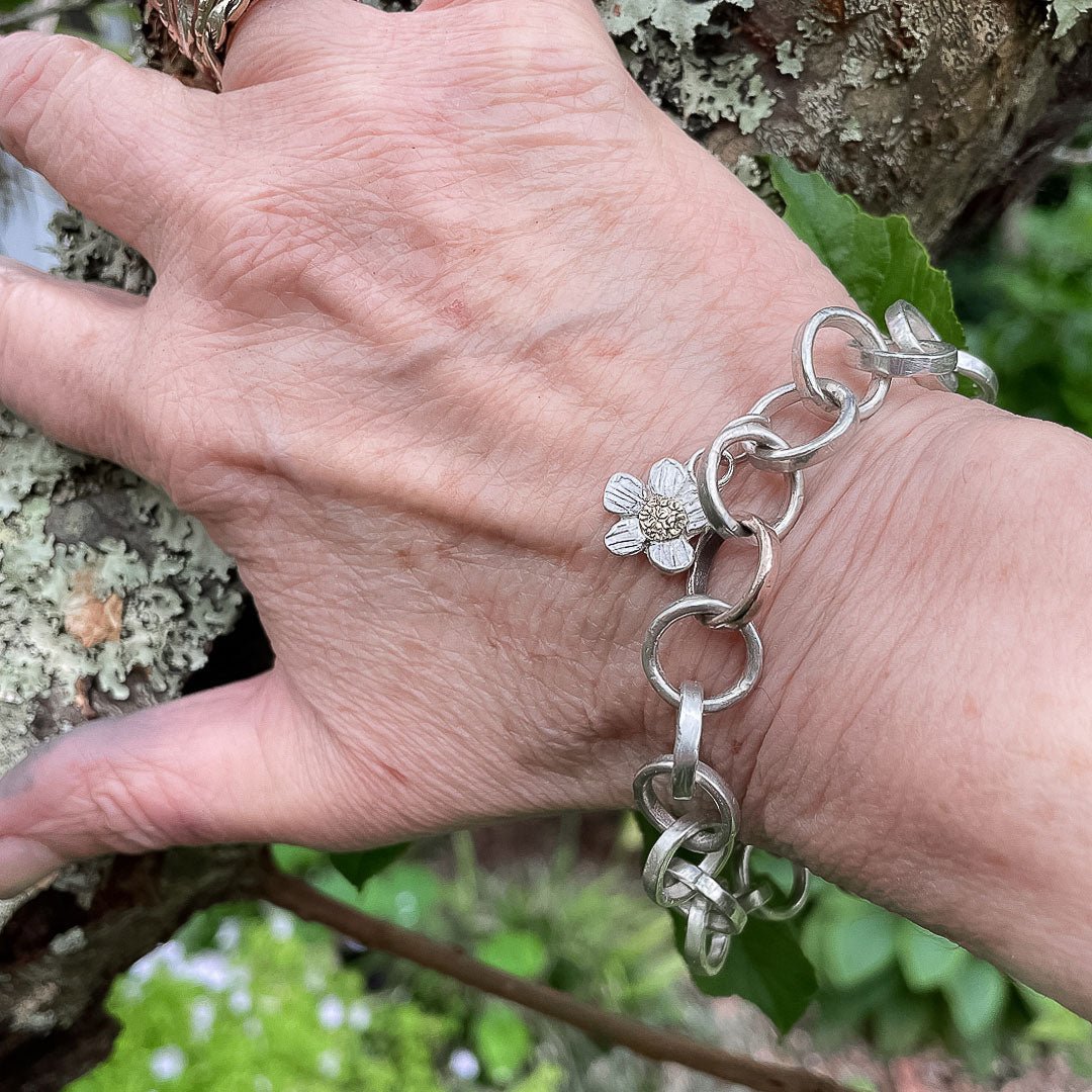 Organic Tales - Elixir Chain Bracelet with Alpine Daisy Charm - HerbertandWilks Jewellery