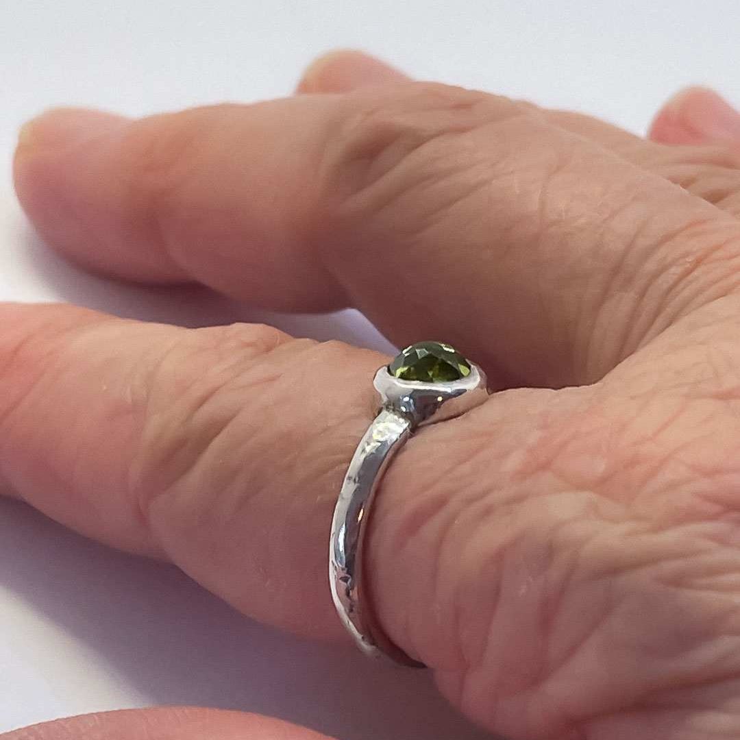 Peridot Ring in Sterling Silver, Size O (In Stock) - HerbertandWilks Jewellery