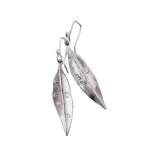 Pohutukawa Leaf Pendant Earrings | Sterling Silver | Long - HerbertandWilks Jewellery