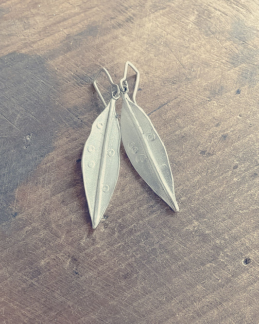 Pohutukawa Leaf Pendant Earrings | Sterling Silver | Long - HerbertandWilks Jewellery